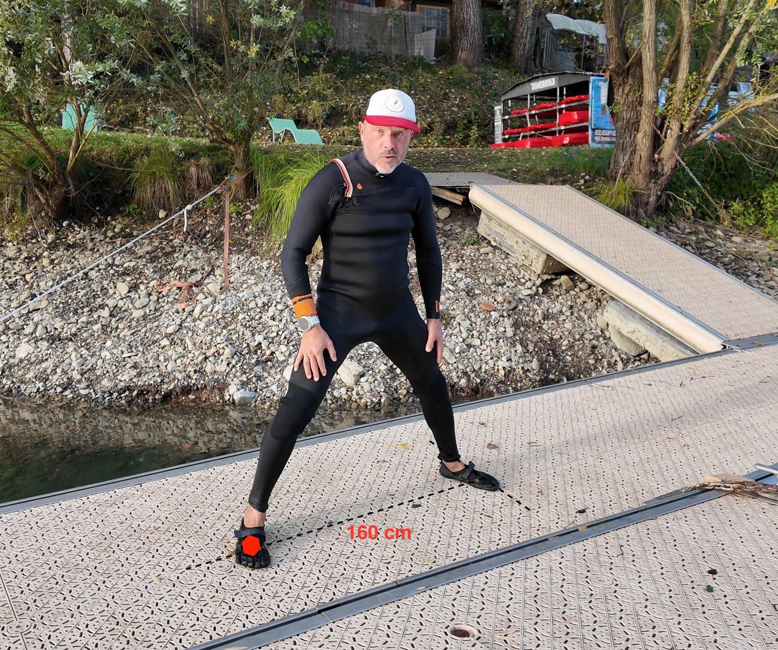 1.60 m distance between the dock edge and the front foot